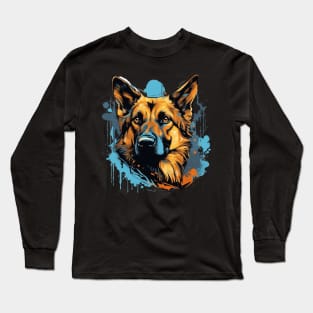 German Shepherd with a splash of color Long Sleeve T-Shirt